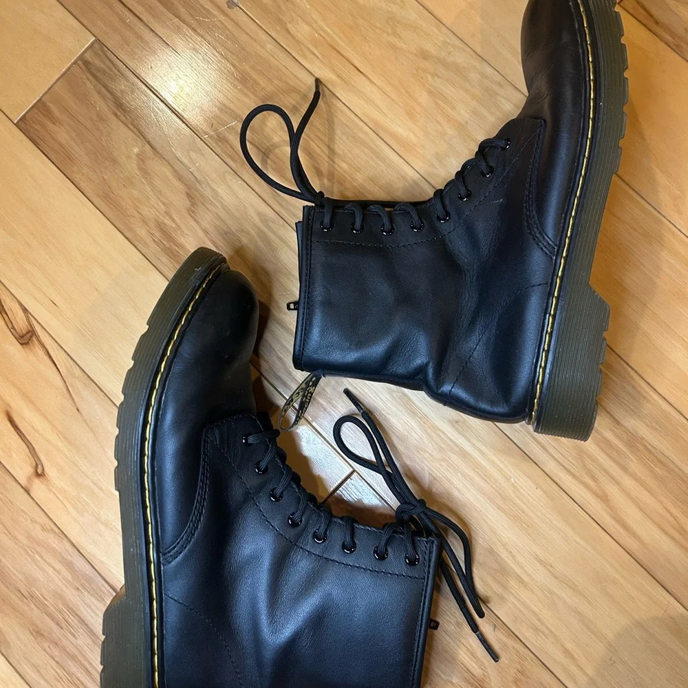 Dr. Martens Youth Black Leather Lace-Up Side Zip Boots